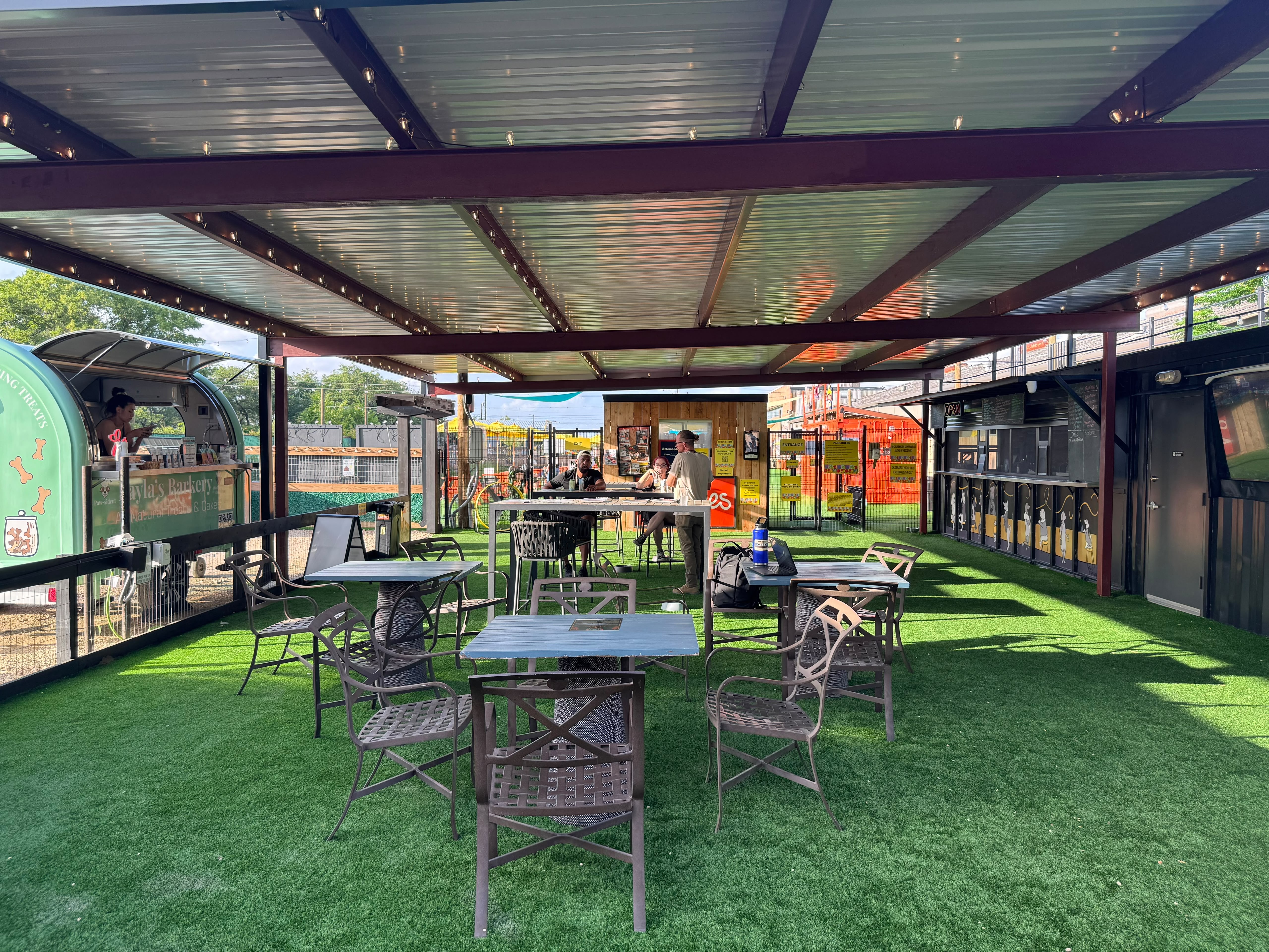 On-site covered bar and patio