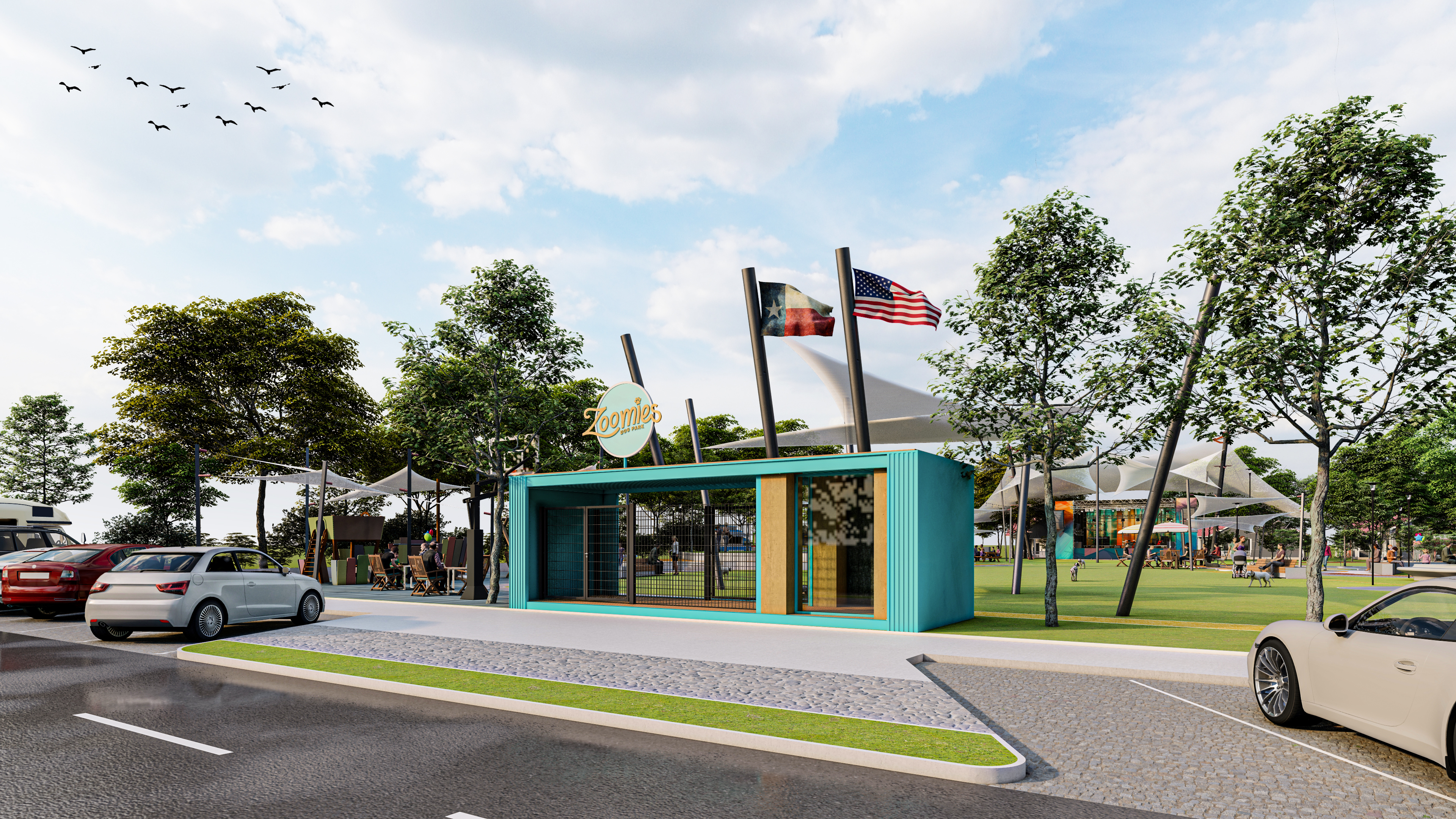 Rendering 1 of Houston, Texas dog park with bar