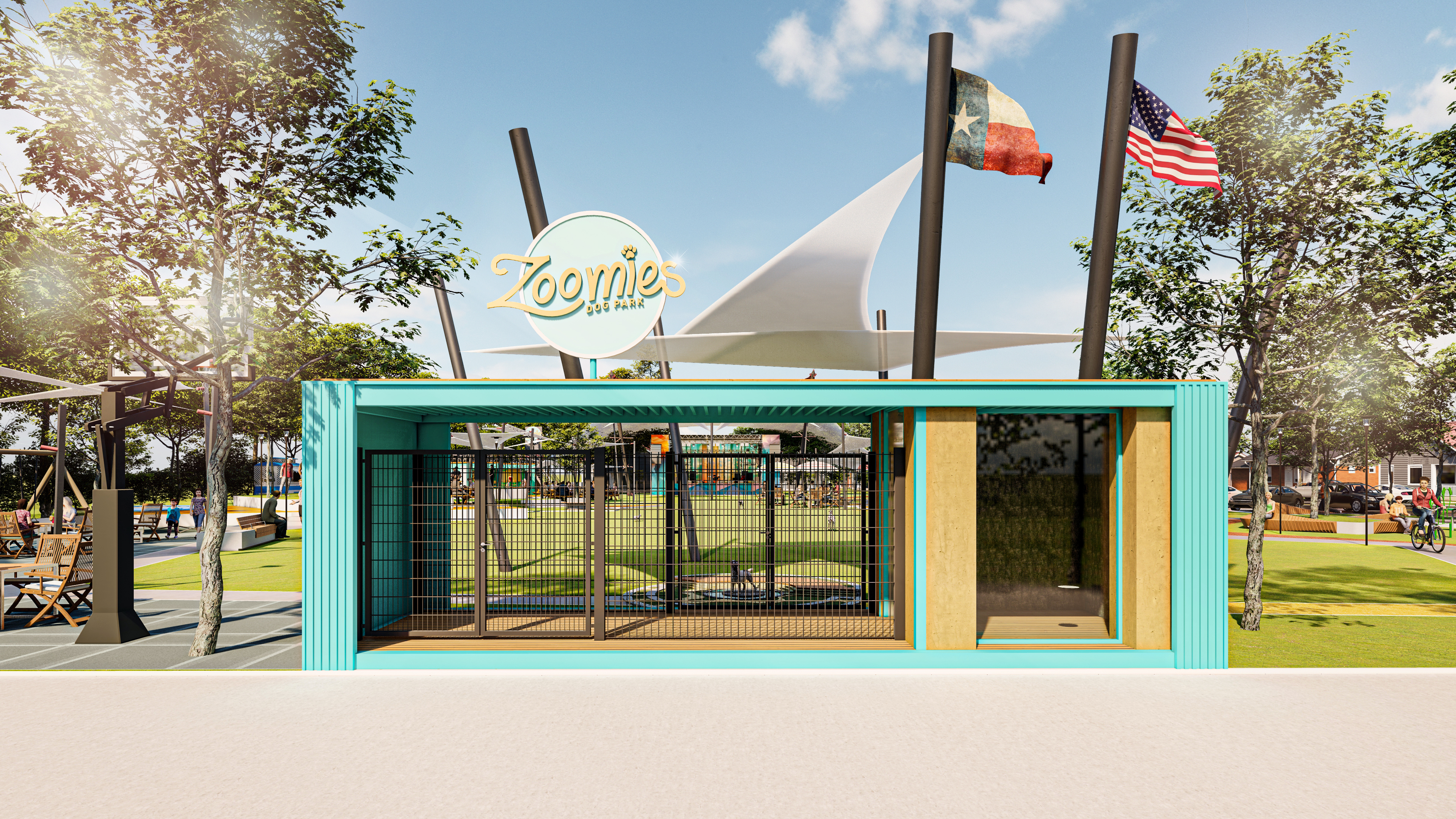 Rendering 2 of Houston, Texas dog park with bar